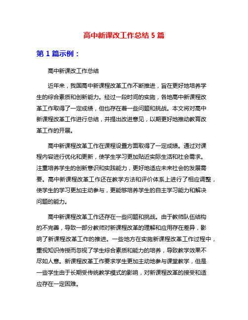 高中新课改工作总结5篇