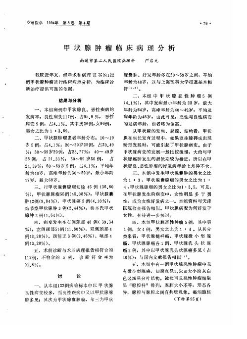 甲状腺肿瘤临床病理分析