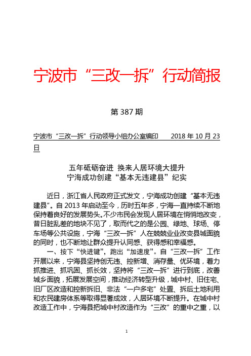 宁波市三改一拆行动简报