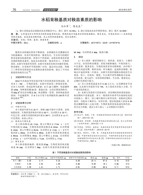 水稻育秧基质对秧苗素质的影响