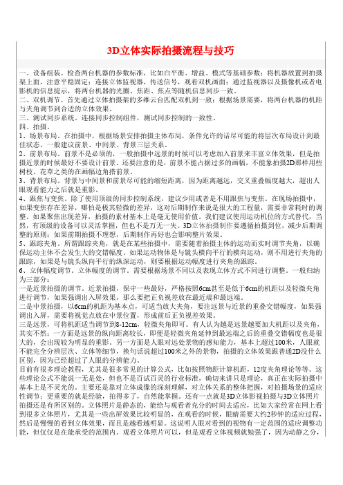 3D立体实际拍摄流程与技巧