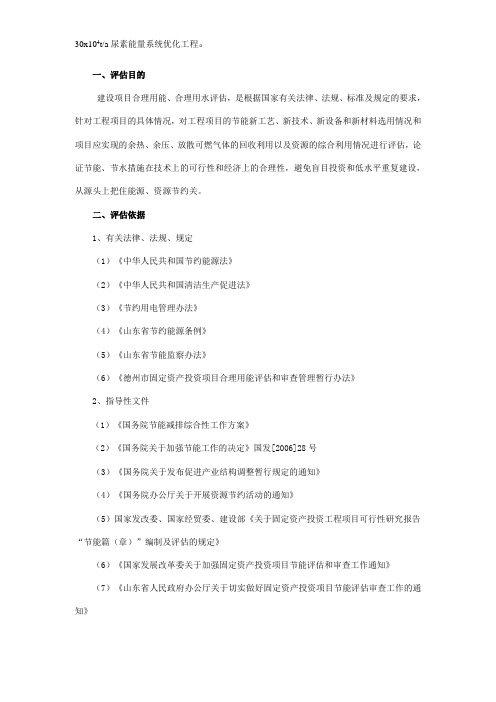 化工厂能源评价报告