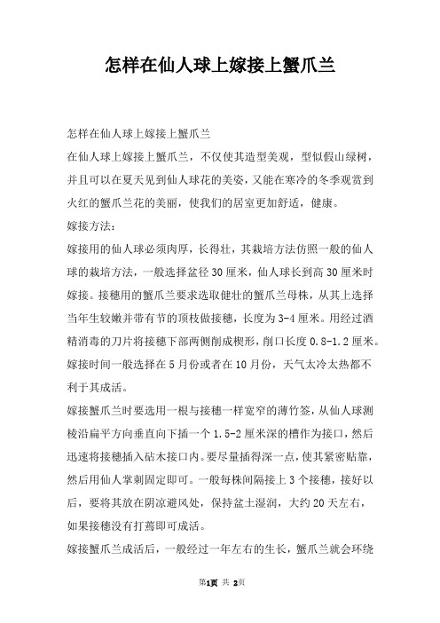 怎样在仙人球上嫁接上蟹爪兰