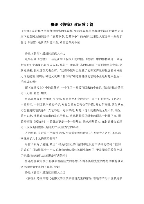 鲁迅《彷徨》读后感5篇