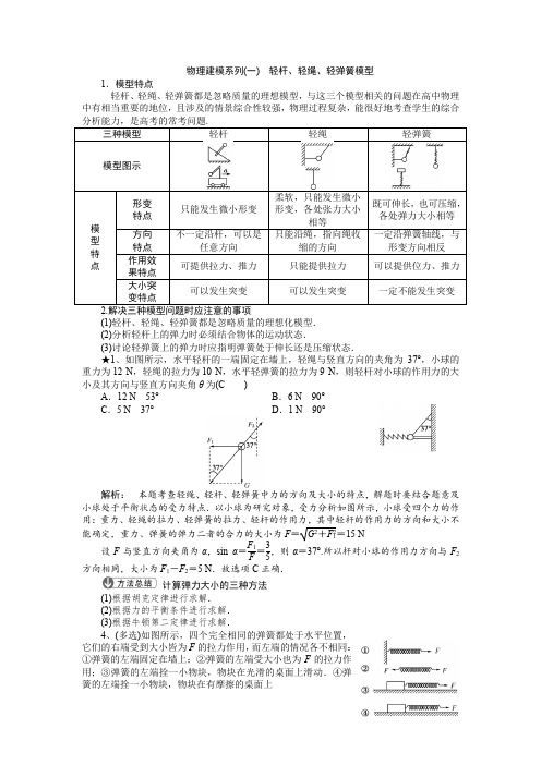 3轻杆、轻绳、轻弹簧模型