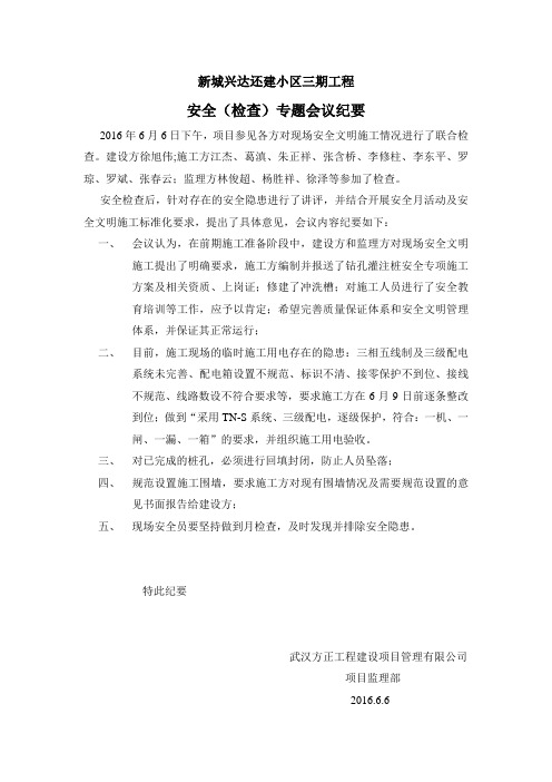 安全(检查)会议纪要
