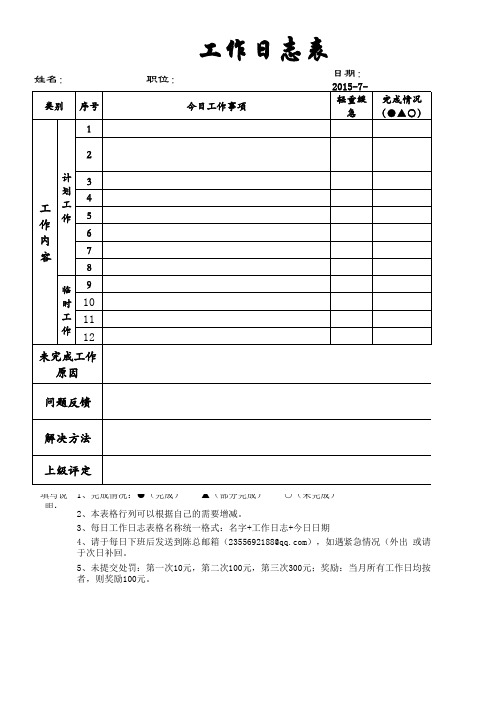 工作日志模板