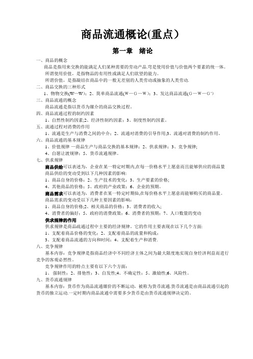 商品流通概论--重点