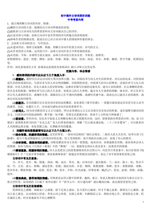 初中课外古诗词赏析训练附答案资料