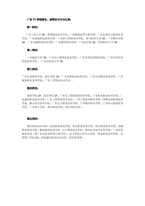 分五个档次的广东3A学校排行榜--求学参考网