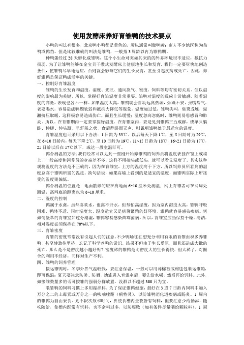使用发酵床养好育雏鸭的技术要点