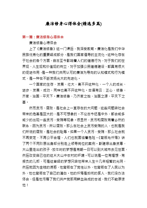 廉洁修身心得体会(精选多篇)