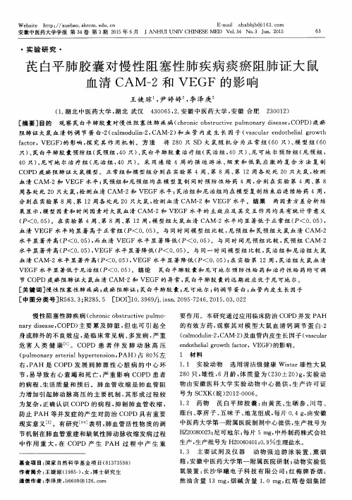 芪白平肺胶囊对慢性阻塞性肺疾病痰瘀阻肺证大鼠血清CAM-2和VEGF的影响