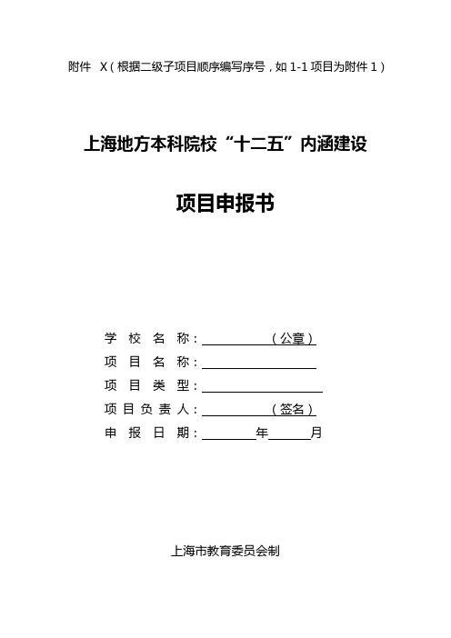 上海地方本科院校十二五内涵建设项目申报书