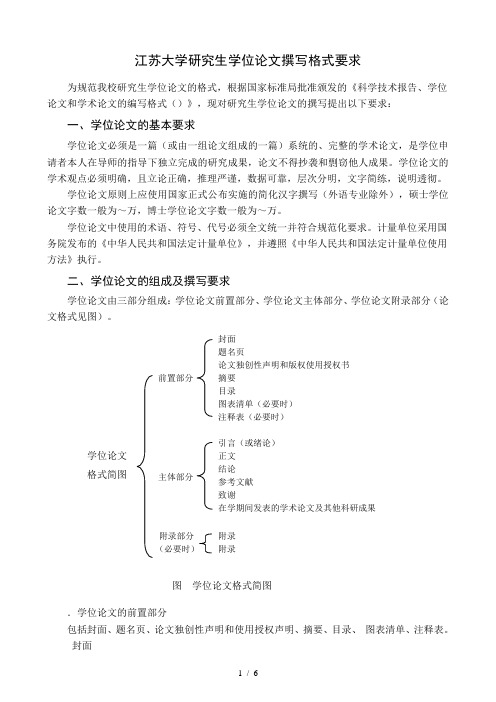 江苏大学研究生学位论文撰写格式要求