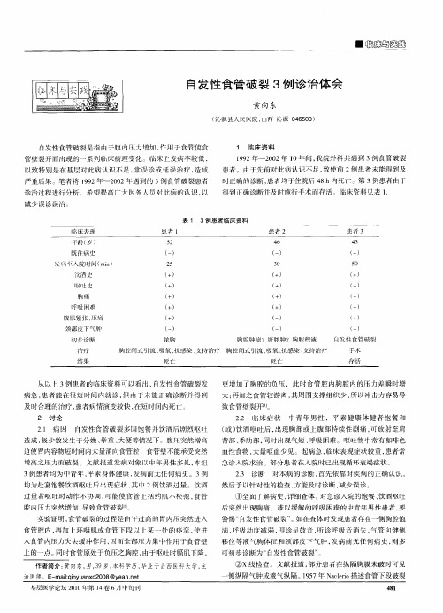 自发性食管破裂3例诊治体会