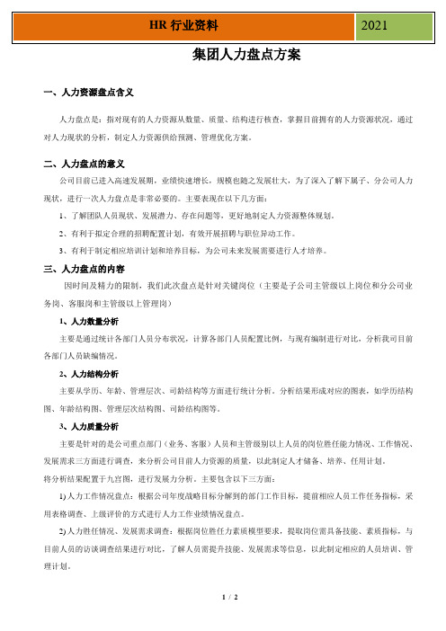 【案例】某集团人才盘点方案