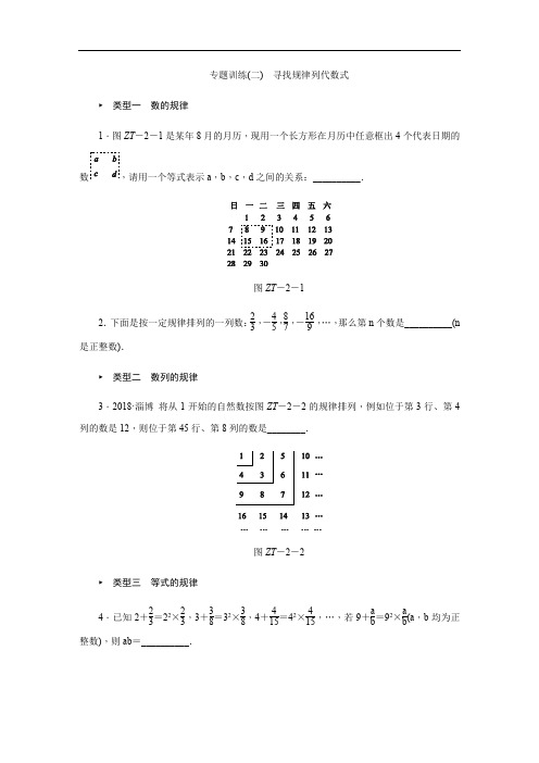 专题训练(二) 寻找规律列代数式