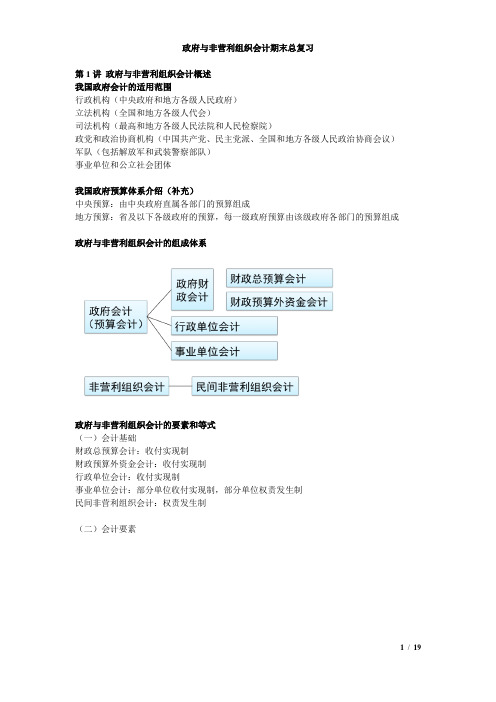 政府与非营利组织会计期末总复习