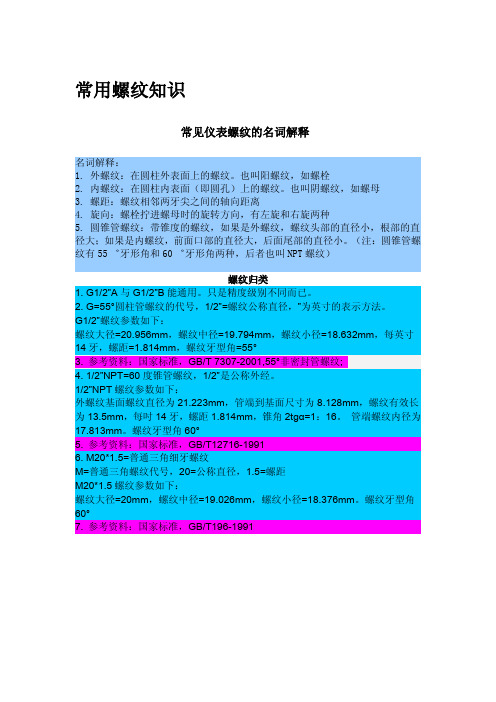 常用螺纹知识