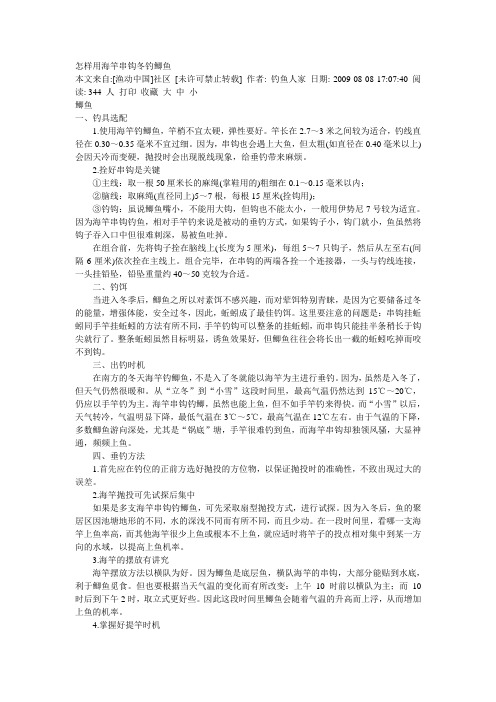 怎样用海竿串钩冬钓鲫鱼