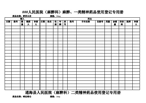 麻精药品登记表