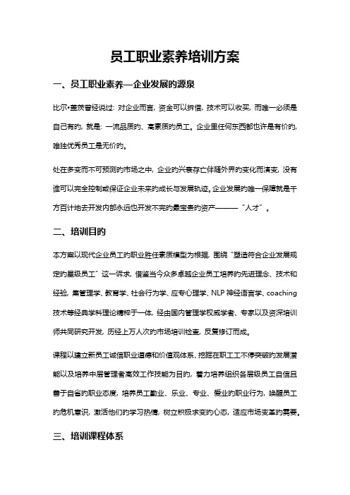 职业素养培训方案