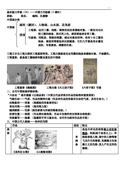 基本能力学案 中国古代美术 (图片)