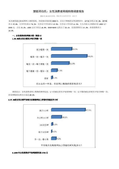 慧聪邓白氏：女性消费者网络购物调查报告