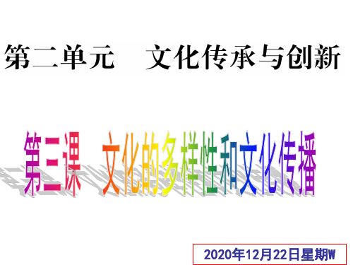 高考政治一轮复习课件：第3课 文化的多样性与文化传播新人教必修3