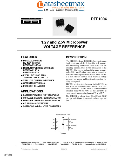 IC datasheet pdf-REF1004,pdf(Micropower Voltage Reference)