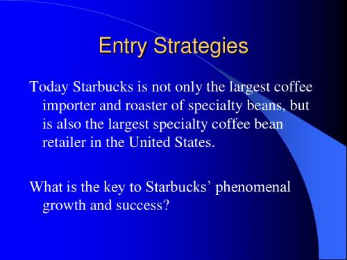 Entry Strategies