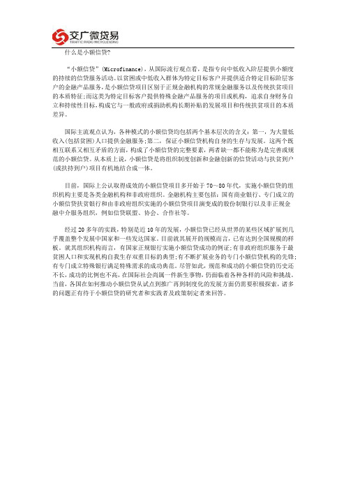 什么是小额信贷