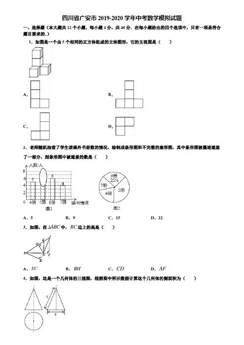 【附5套中考模拟试卷】四川省广安市2019-2020学年中考数学模拟试题含解析