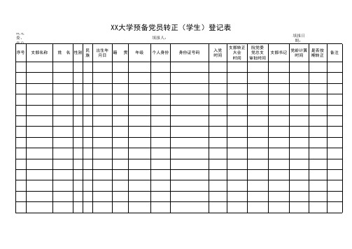 预备党员转正登记表(学生)