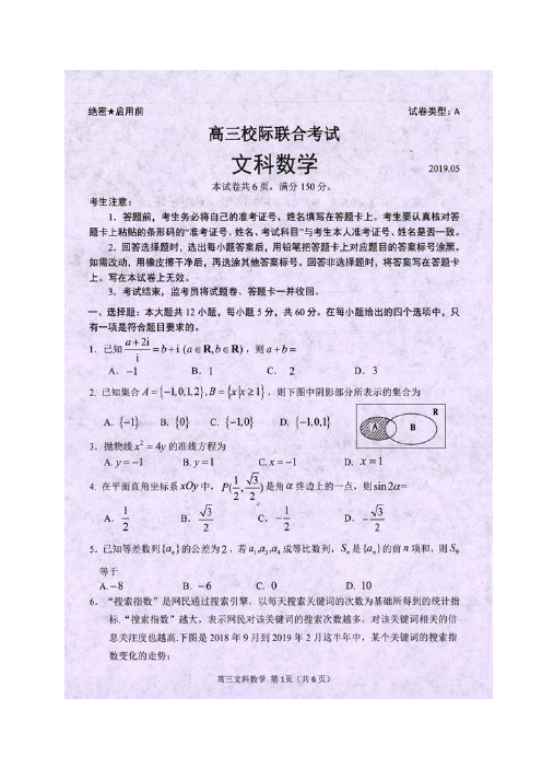 2019山东高三5月联考文数及答案