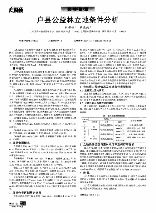 户县公益林立地条件分析