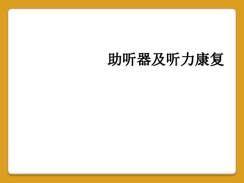 助听器及听力康复