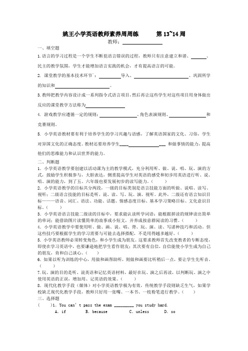 姚王小学英语教师第十三周