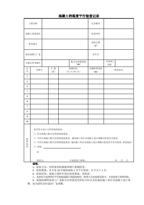 监理平行检查记录(市政)