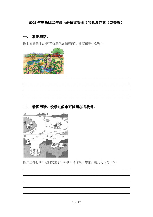 2021年苏教版二年级上册语文看图片写话及答案(完美版)