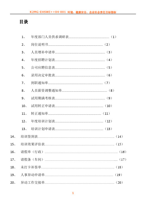 人事常用表格完整