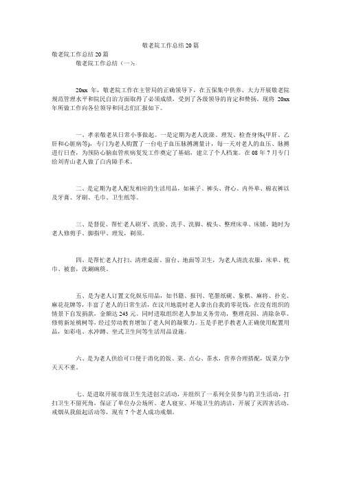 敬老院工作总结20篇