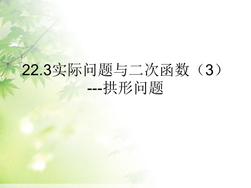 22.3实际问题与二次函数-拱桥问题解析