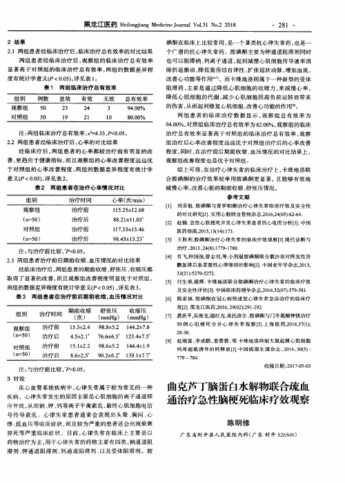 曲克芦丁脑蛋白水解物联合疏血通治疗急性脑梗死临床疗效观察