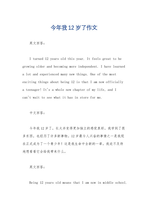 今年我12岁了作文
