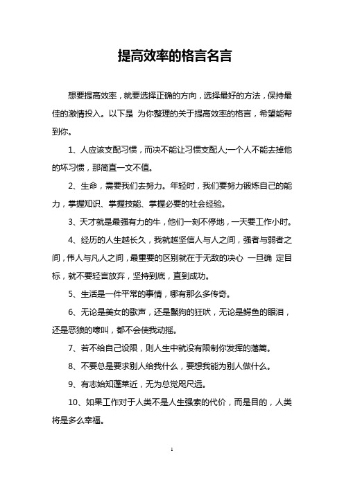 提高效率的格言名言