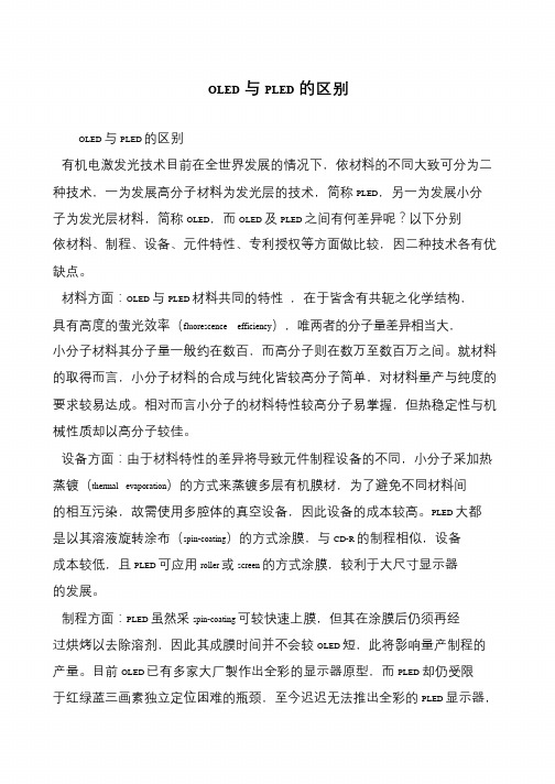 OLED与PLED的区别