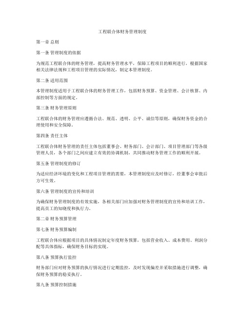 工程联合体财务管理制度