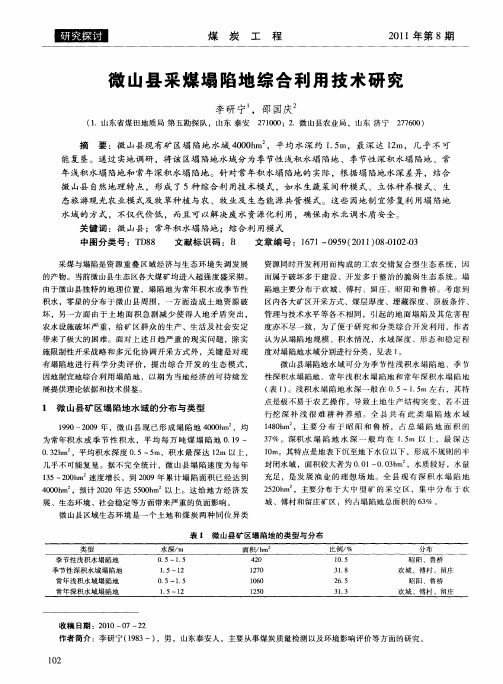 微山县采煤塌陷地综合利用技术研究